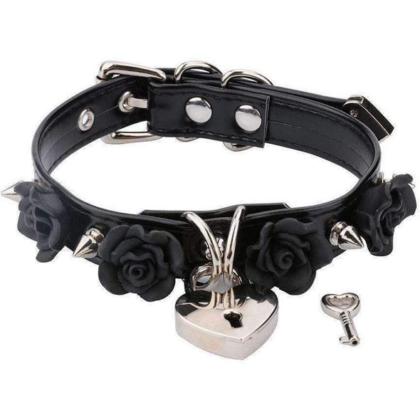 Spiked Lockable Rose Collar (3 Colors) DDLGWorld ddlg collar