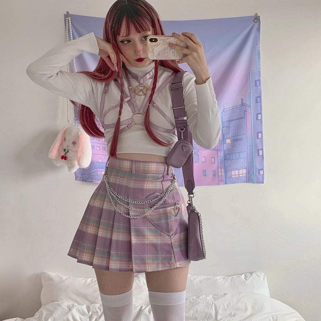 Sweet Like Candy Plaid Skirt DDLGWorld