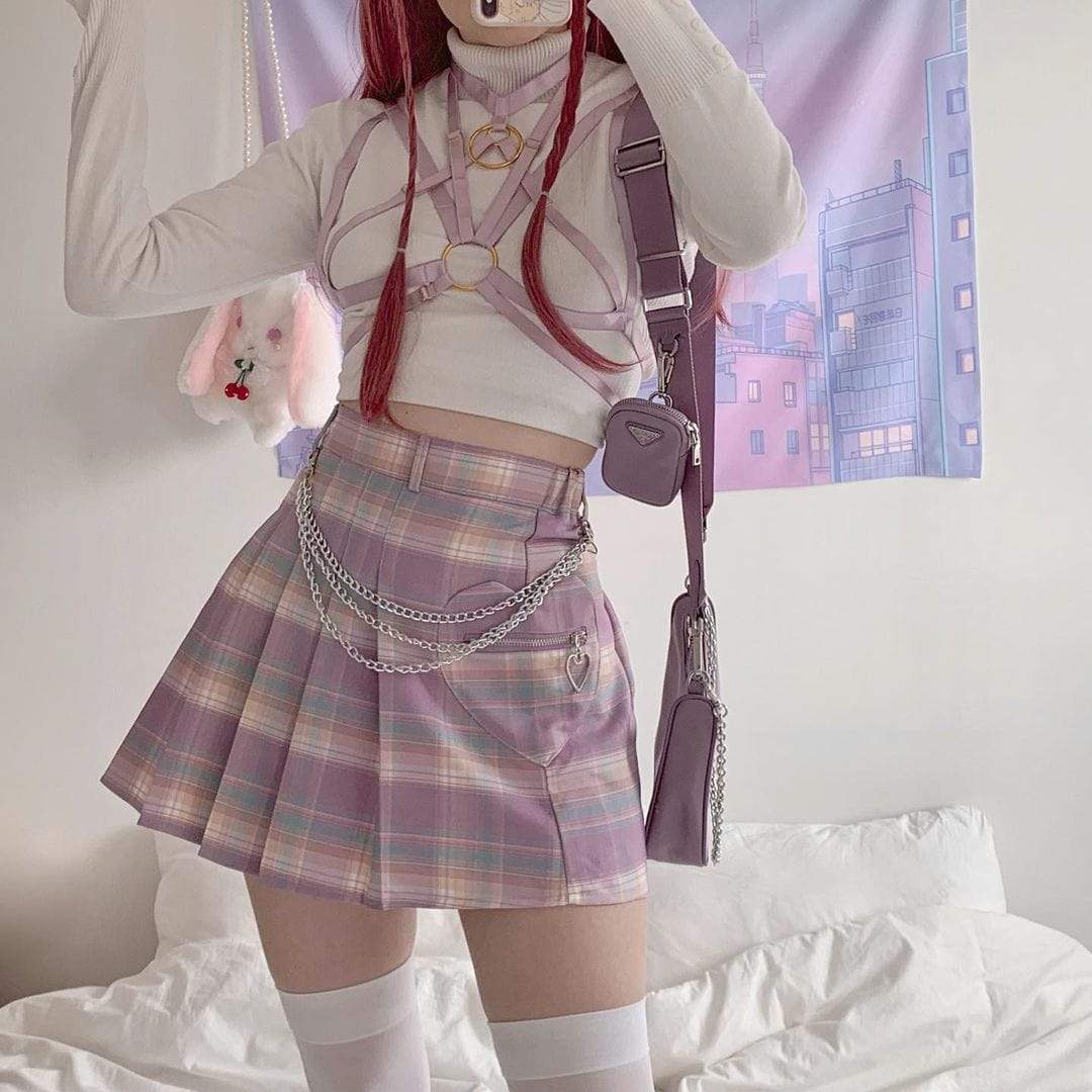 Sweet Like Candy Plaid Skirt DDLGWorld