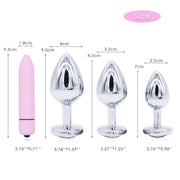 Three Piece Pastel Pink Heart Buttplug Set + 10 Speed Vibrator DDLGWorld buttplug