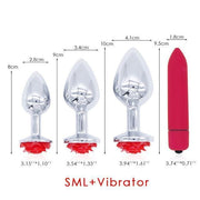 Three Piece Rose Buttplug Set + 10 Speed Vibrator DDLGWorld buttplug